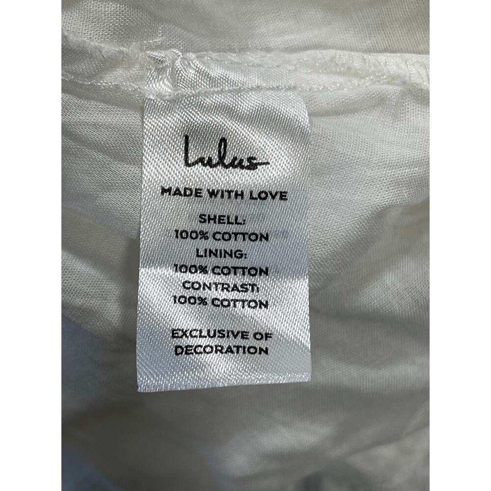 Lulus Small White Maxi Dress Swiss Dot Crochet Lace Wrap V-Neck Short Sleeve - Picture 9 of 10